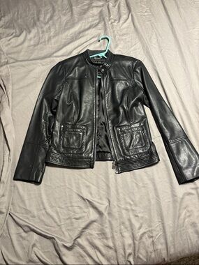 Black Women's Genuine Leather Jacket